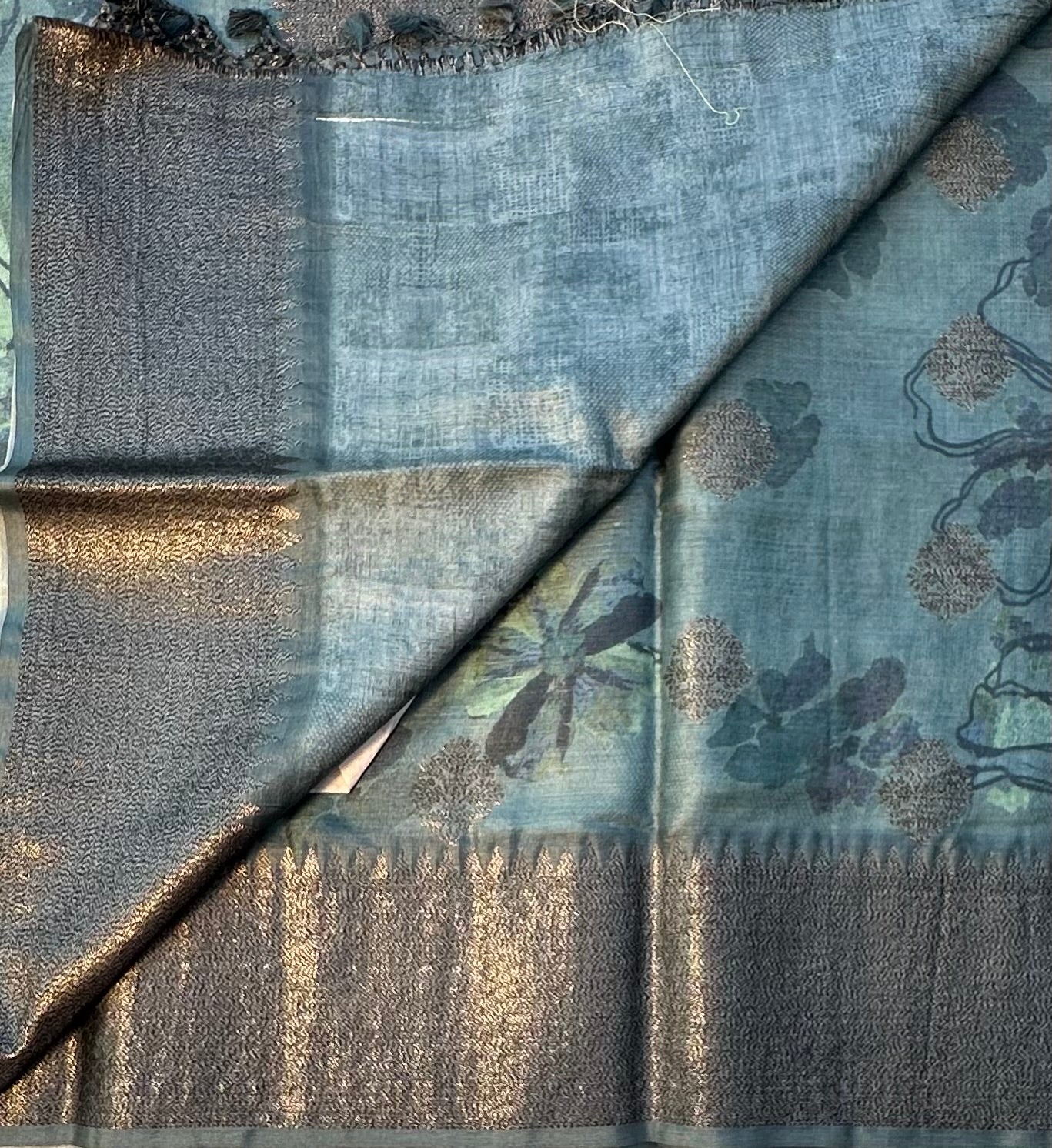 METTALLIC BLUE PURE TUSSER DESIGNERS