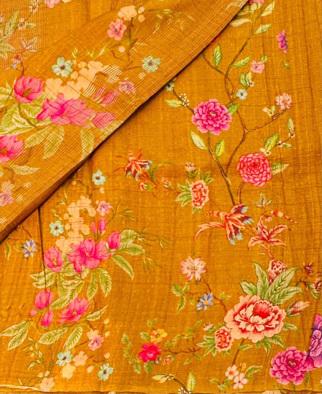 YELLOW DESIGNER PURE TUSSER SAREE