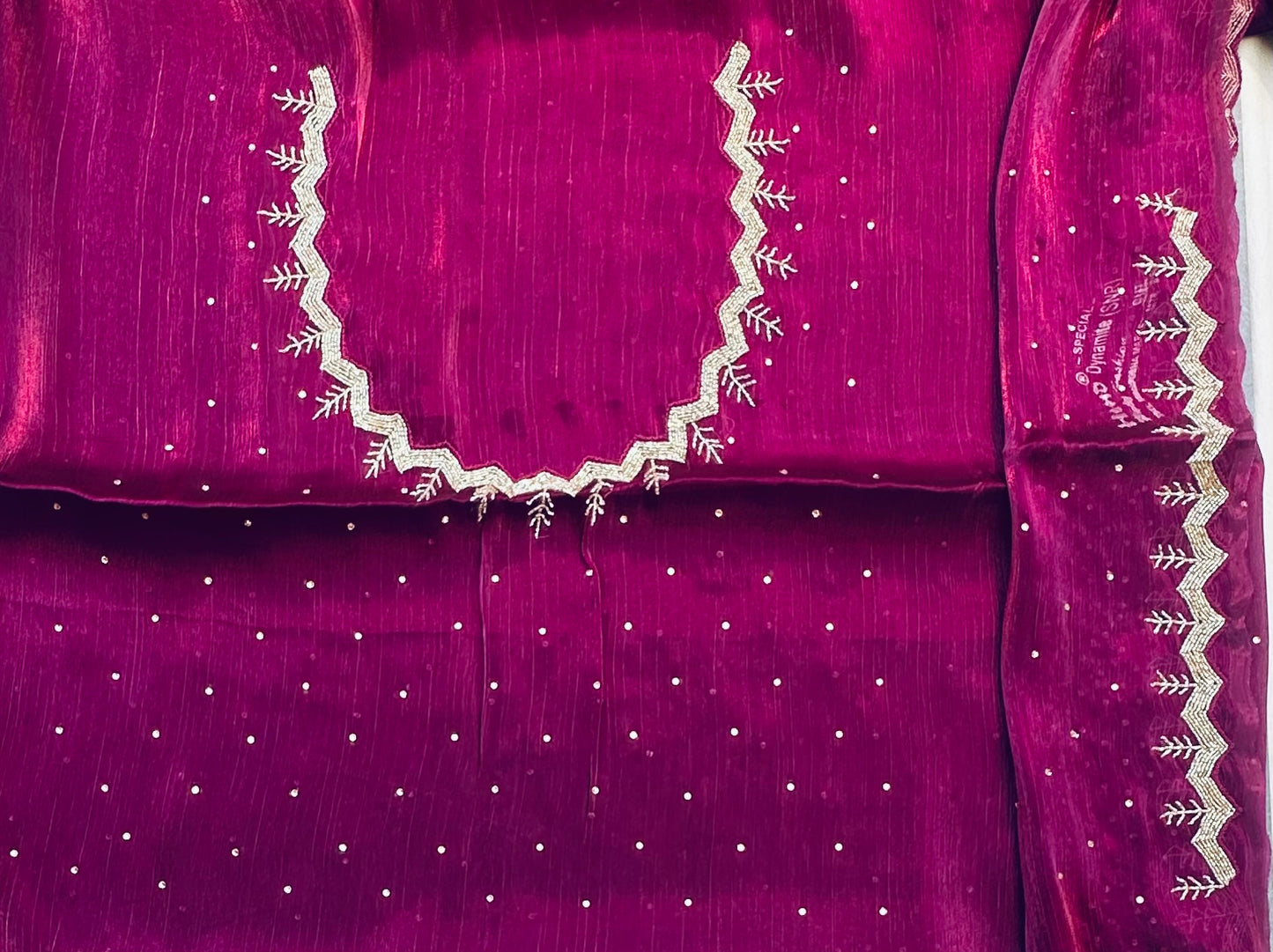 MAGENTA PINK DESIGNER WORK SAREE