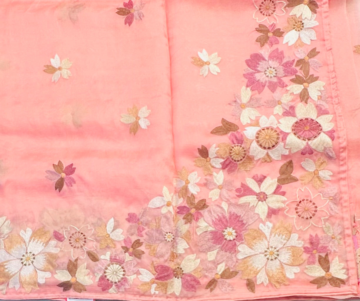 PEACH  PURE ORGANZA SAREE