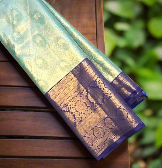 SEA GREEN TISSUE KANJIVARAM SILK SAREE