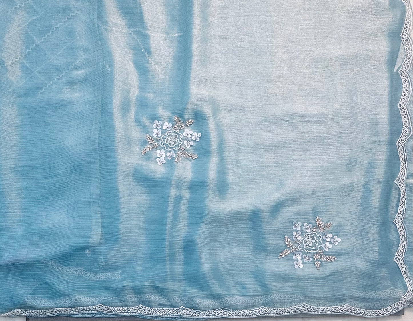 SKY BLUE DESIGNER WORK SAREE