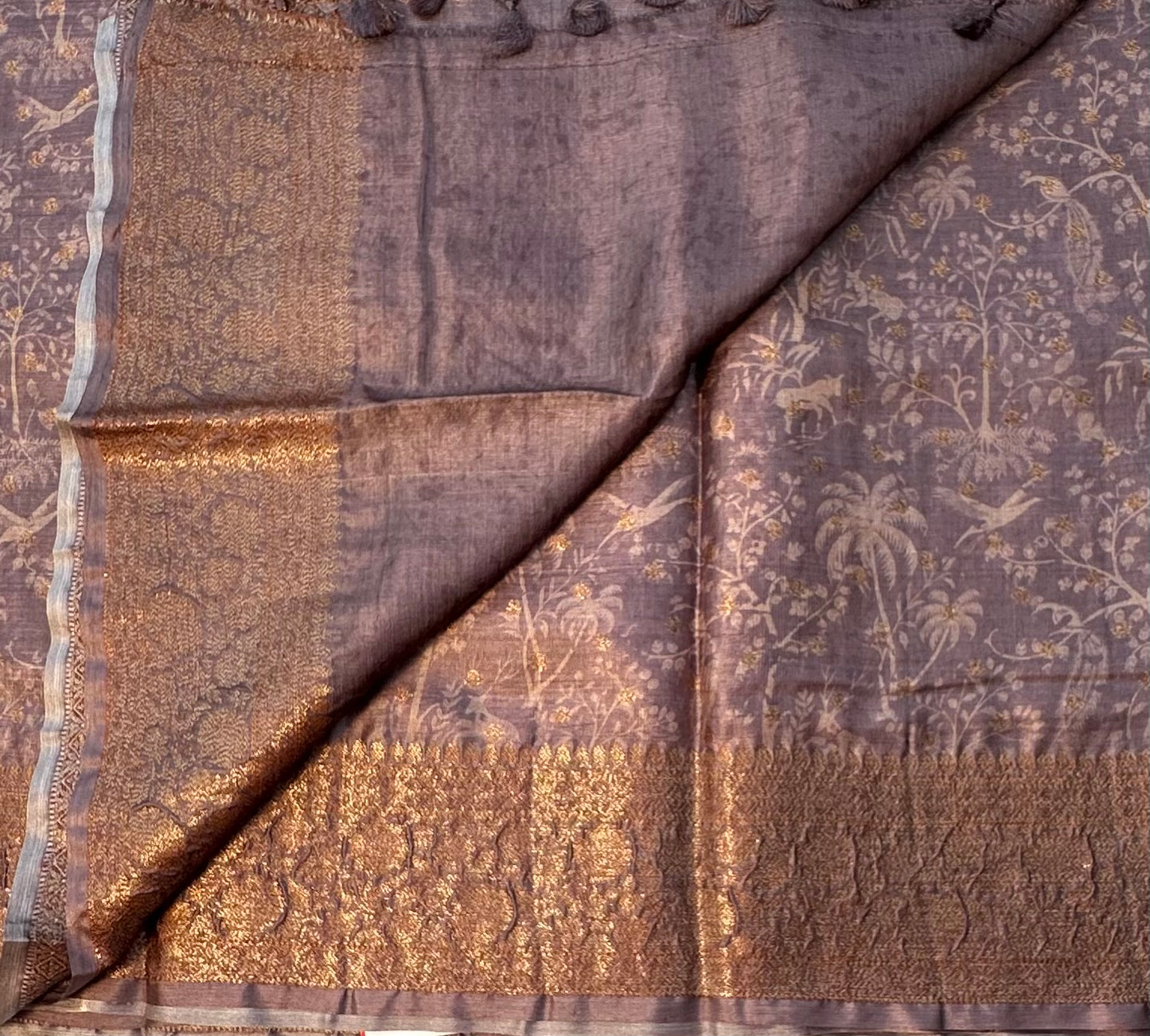 BROWN PURE TUSSER DESIGNER