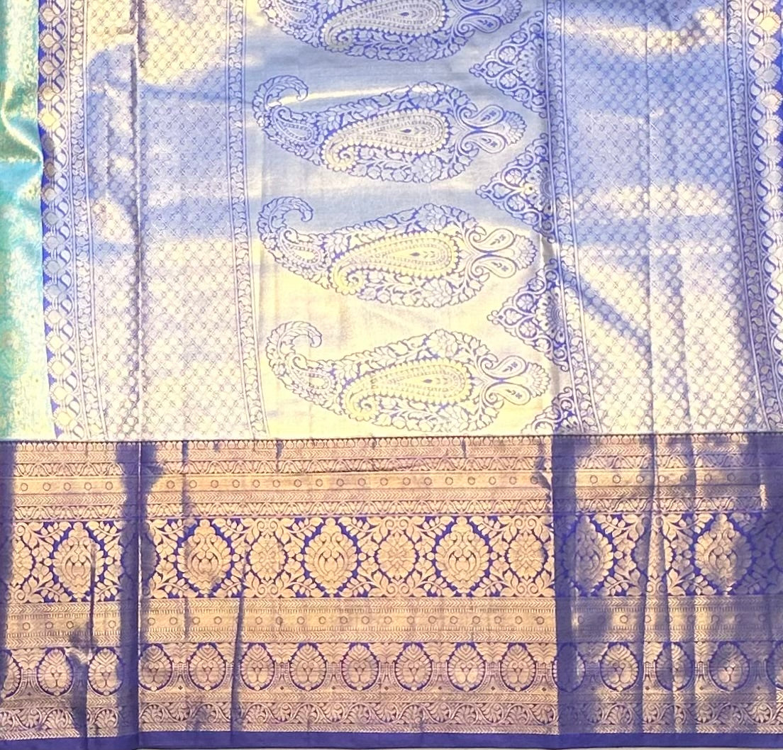 SEA GREEN TISSUE KANJIVARAM SILK SAREE