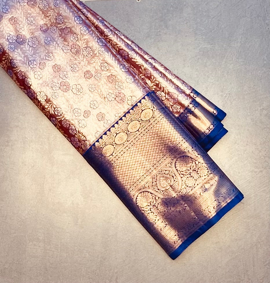 BROWN TISSUE KANJIVARAM SILK SAREE