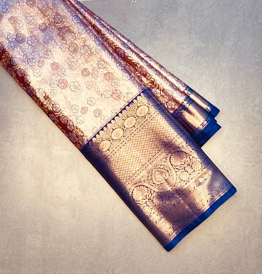 BROWN TISSUE KANJIVARAM SILK SAREE