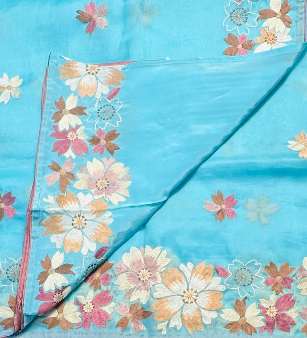 SKY BLUE PURE ORGANZA SAREE