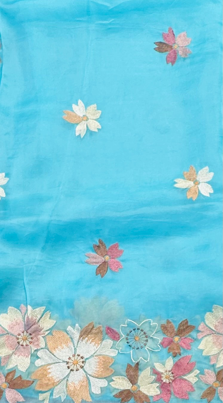 SKY BLUE PURE ORGANZA SAREE