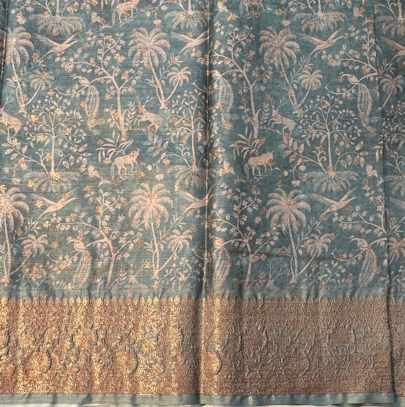 METALLIC BLUE PURE TUSSER DESIGNER