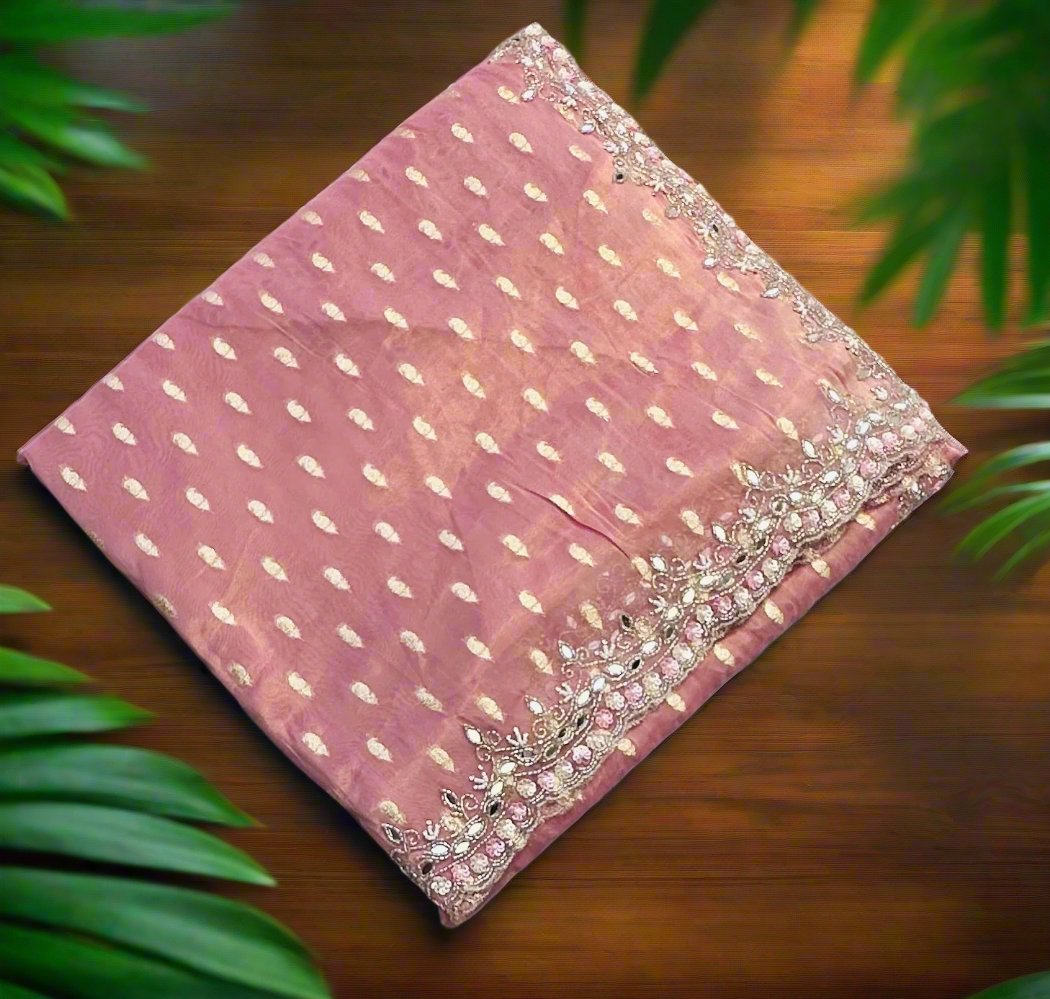 MAUVE PINK DESIGNER WORK SAREE PREMIUM