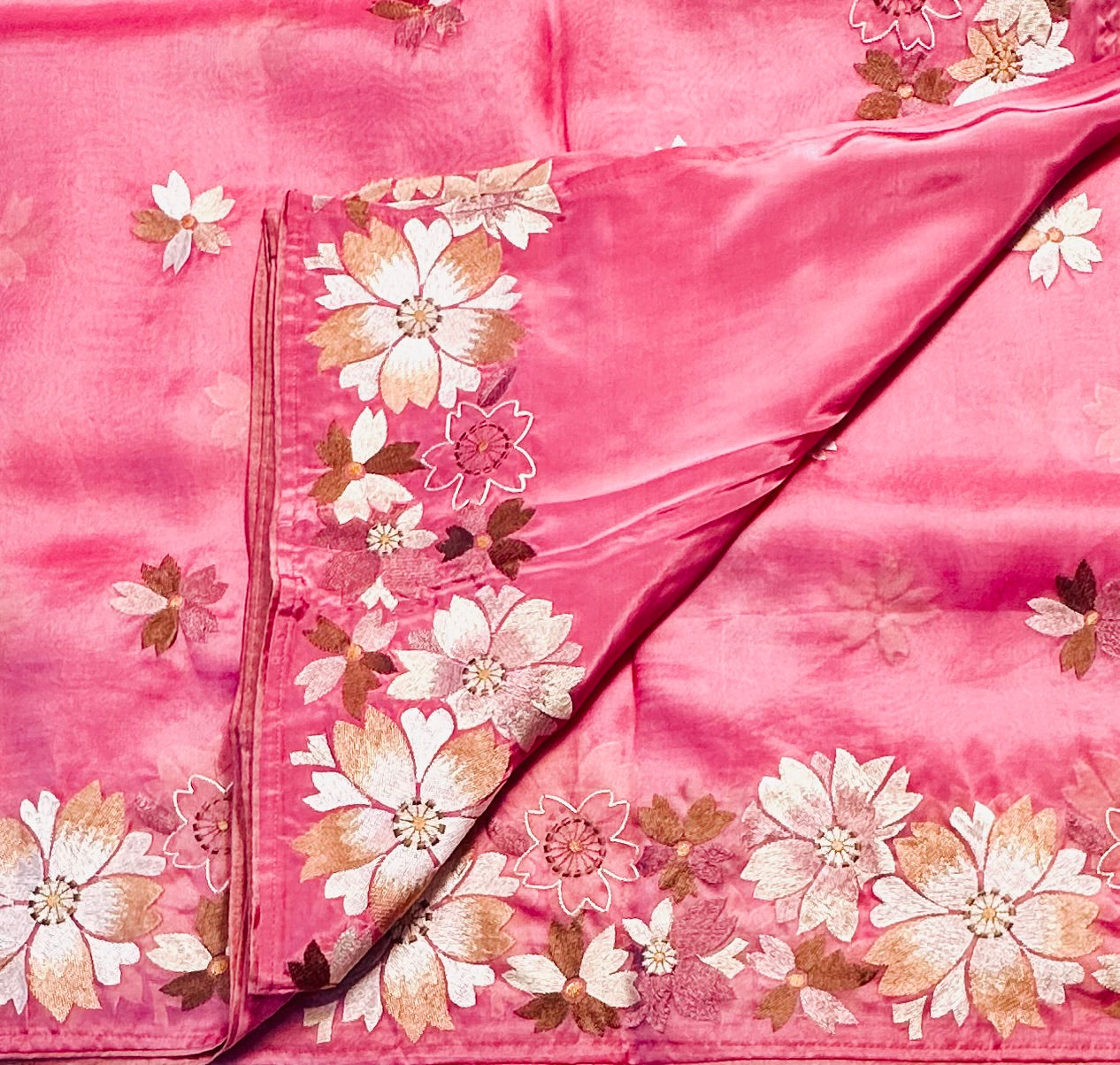 PINK PURE ORGANZA SAREE