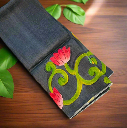 ELEPHANT GREY PURE TUSSER SAREE