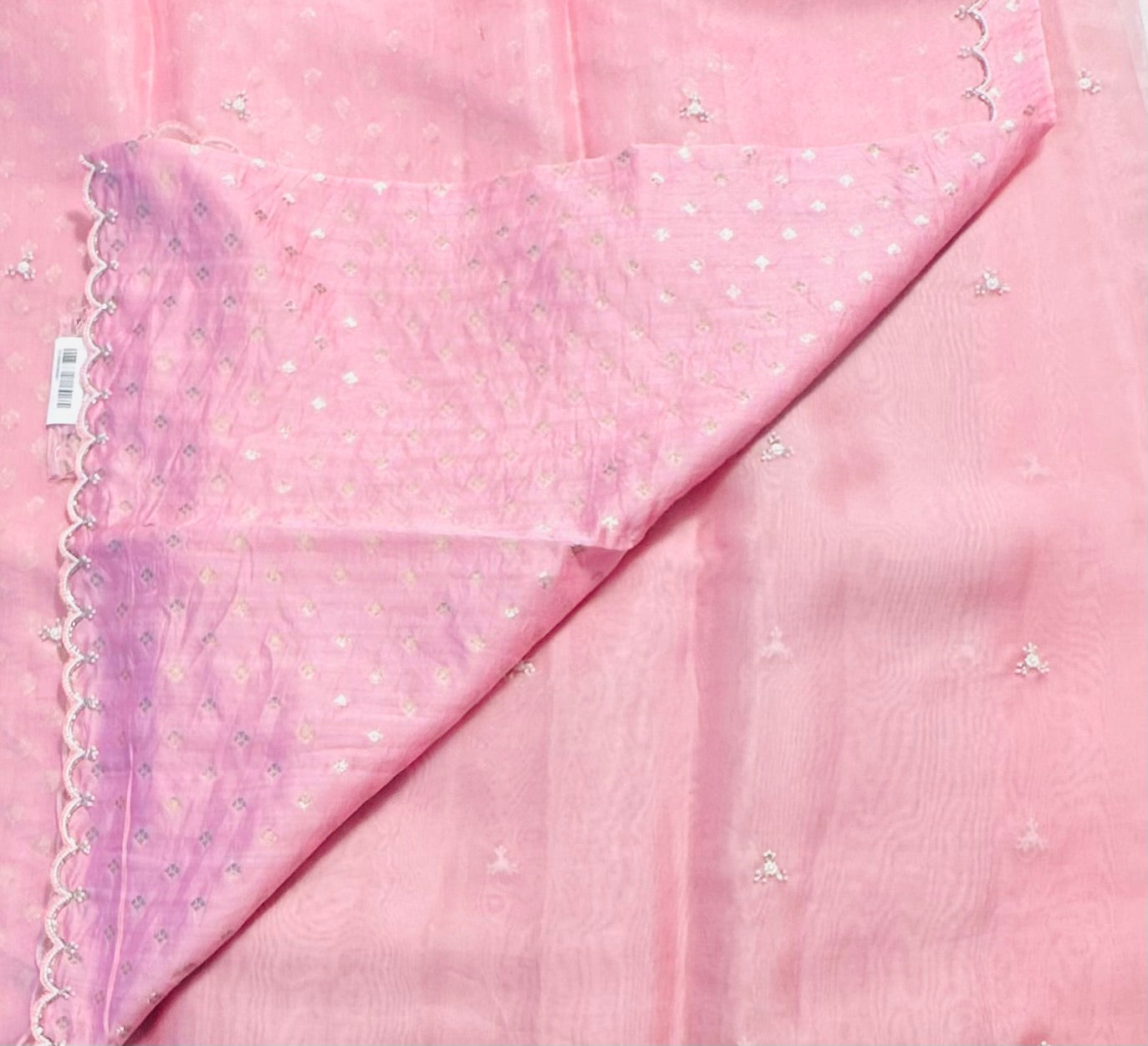 ONION PINK DESIGNER PURE ORGANZA SAREE