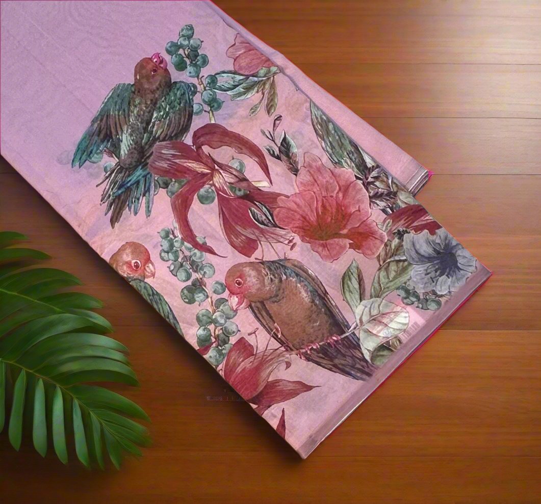 PASTEL PINK PURE TUSSER DESIGNER