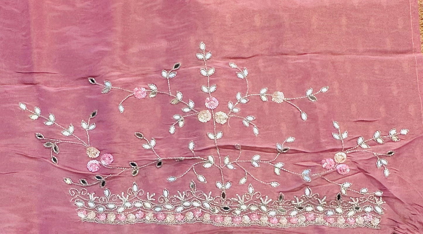 MAUVE PINK DESIGNER WORK SAREE PREMIUM