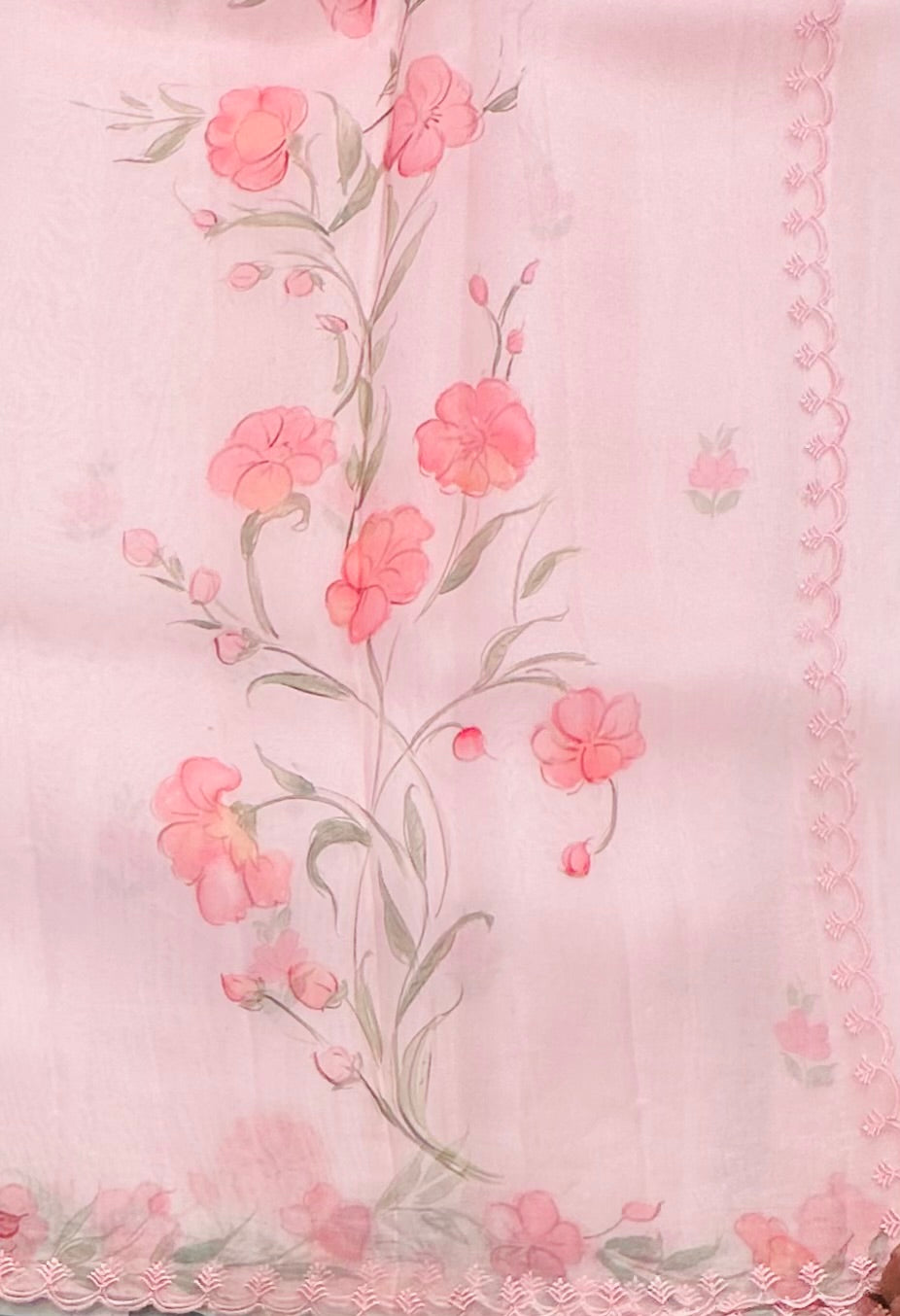 BABY PINK DESIGNER PURE ORGANZA SAREE