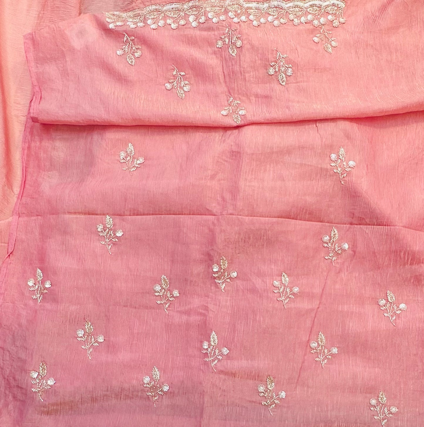 ONION PINK DESIGNER WORK SAREE