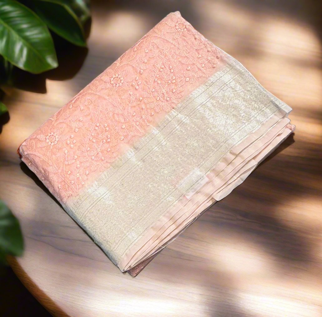 PEACH DESIGNER PURE ORGANZA