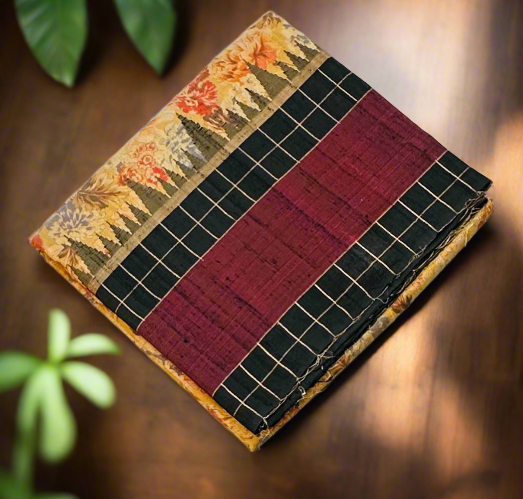 YELLOW FLORAL DESIGNER PURE RAW SILK SAREE