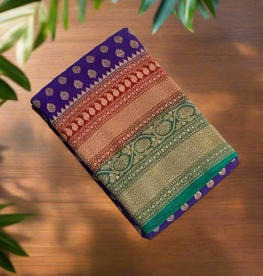 PURPLE PURE BANARAS KADDI GORGETTE