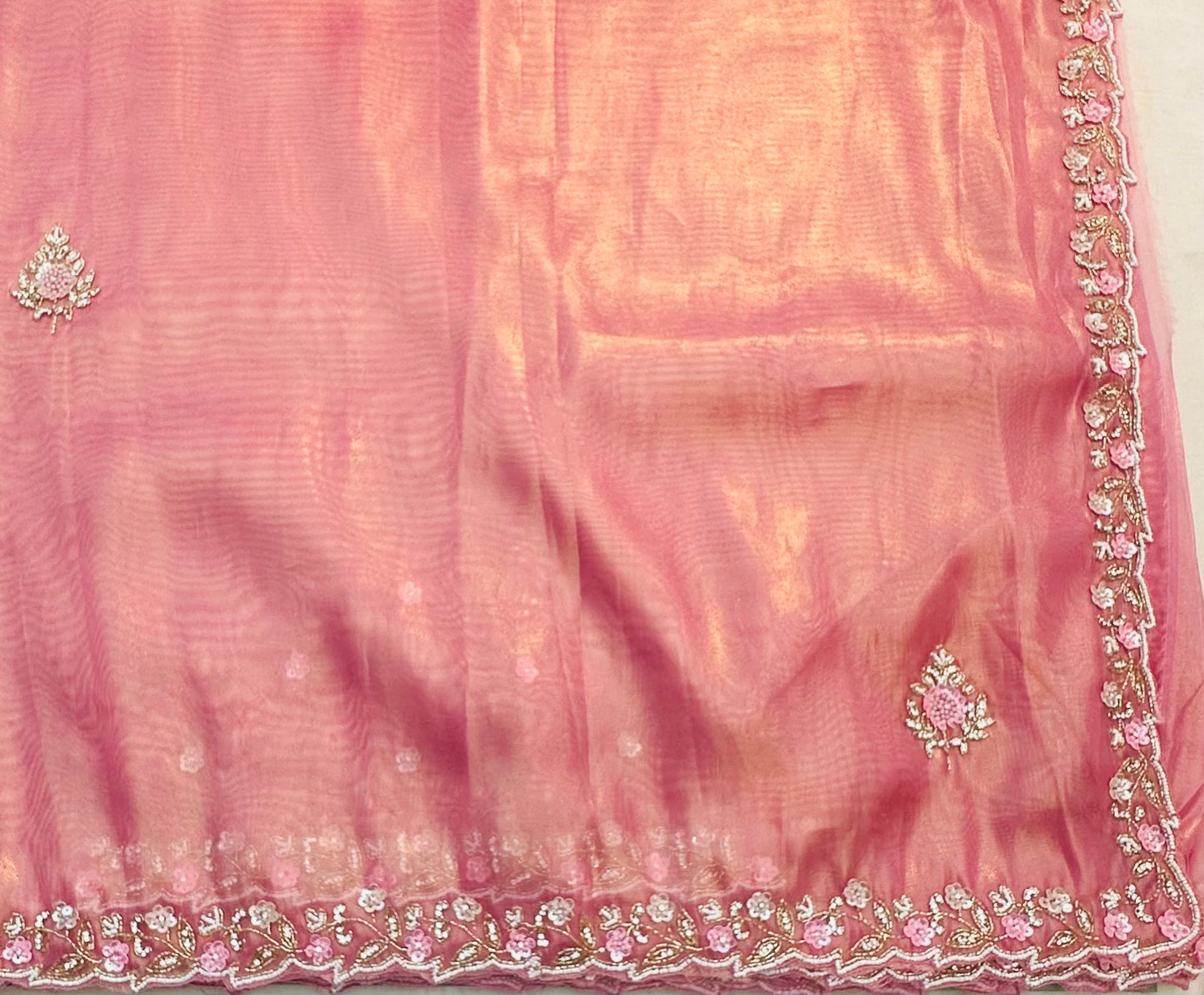 ONION PINK DESIGNER WORK SAREE