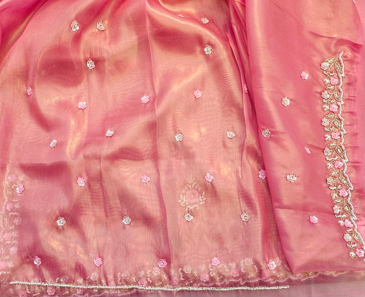 ONION PINK DESIGNER WORK SAREE