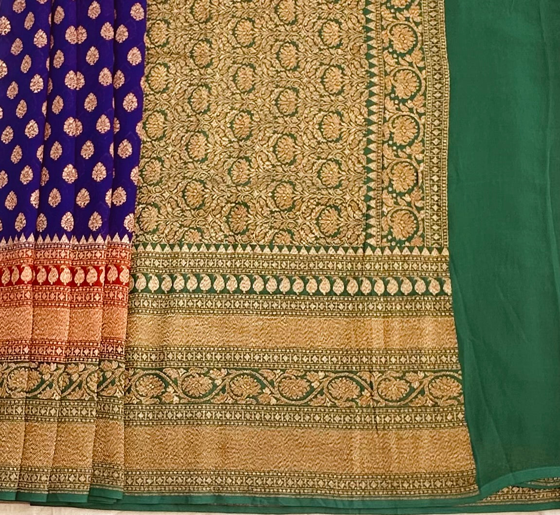 PURPLE PURE BANARAS KADDI GORGETTE