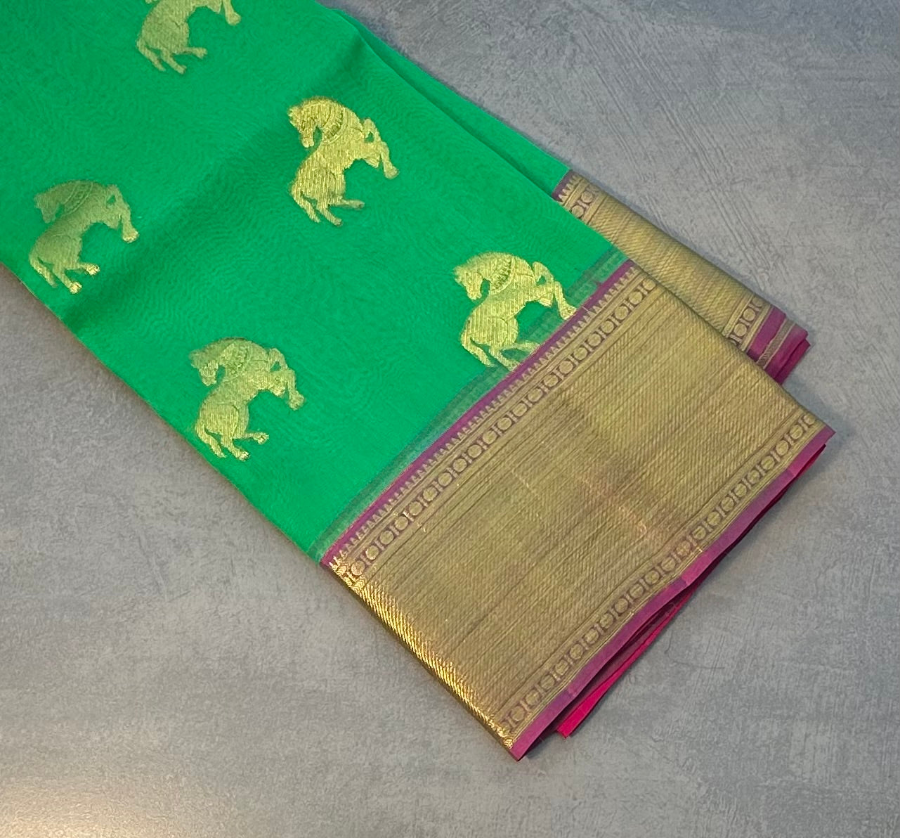 GREEN BANARAS PURE KORA SAREE