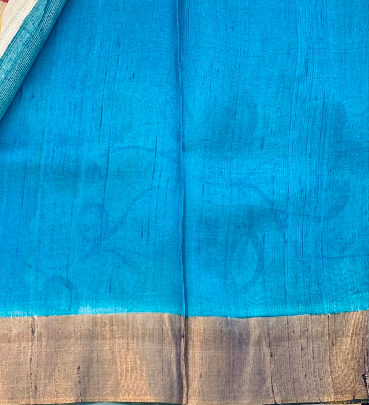 GREY BLUE PURE RAW SILK SAREE