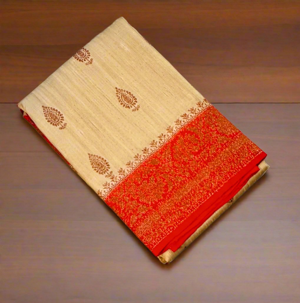 IVORY BANARAS  PURE RAW SILK SAREE