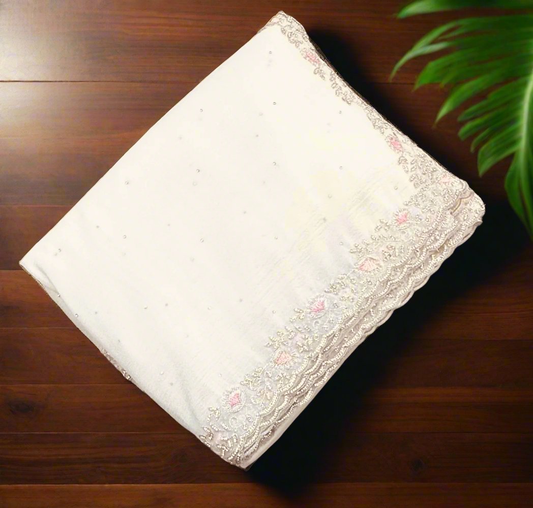 WHITE DESIGNER WORK SAREE