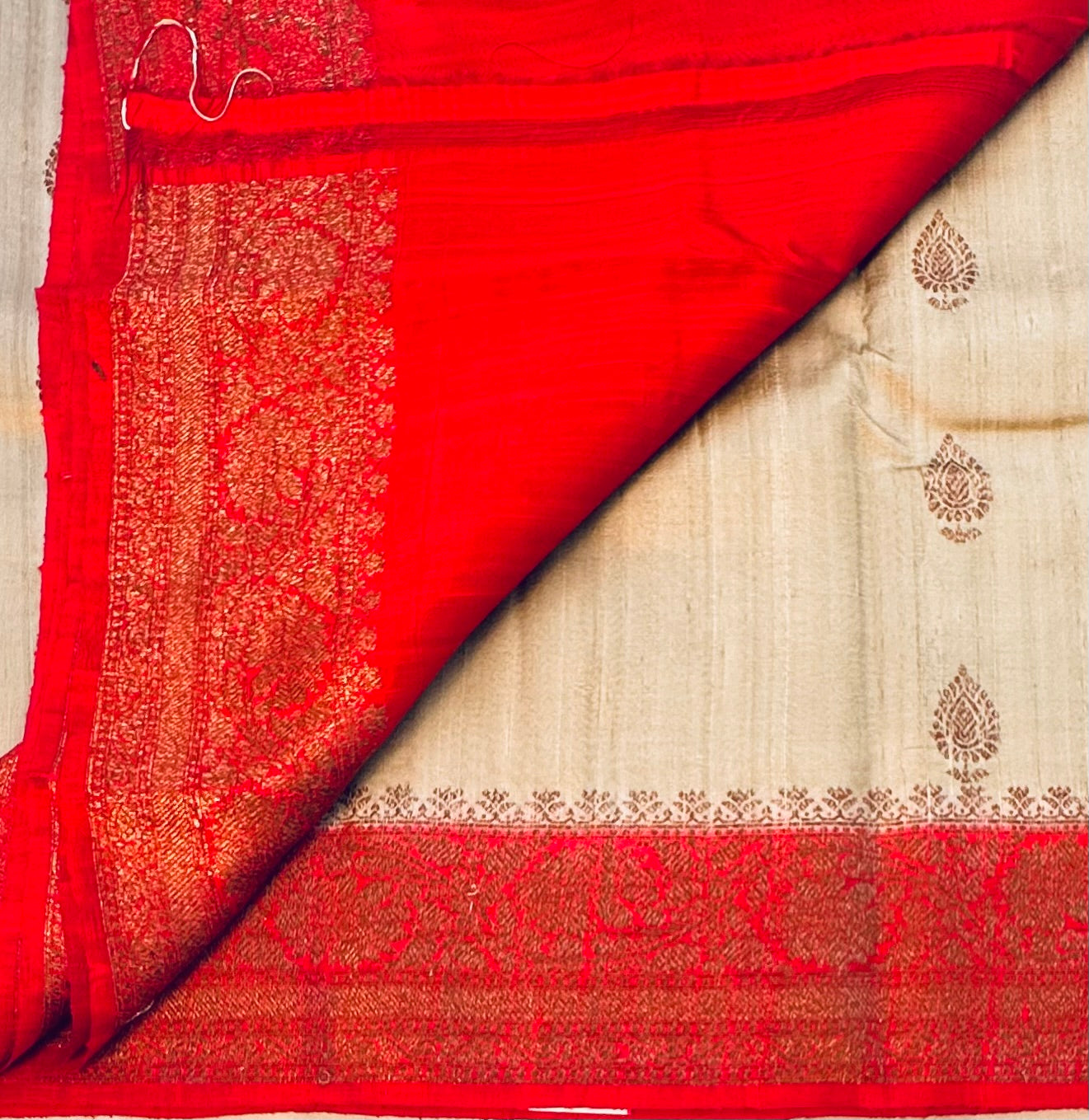 IVORY BANARAS  PURE RAW SILK SAREE