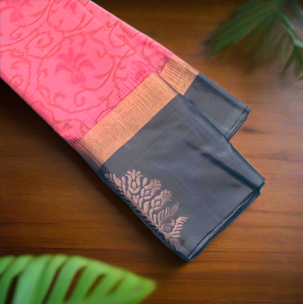 ONION PINK ND GREY  KANJIVARAM SOFT SILK