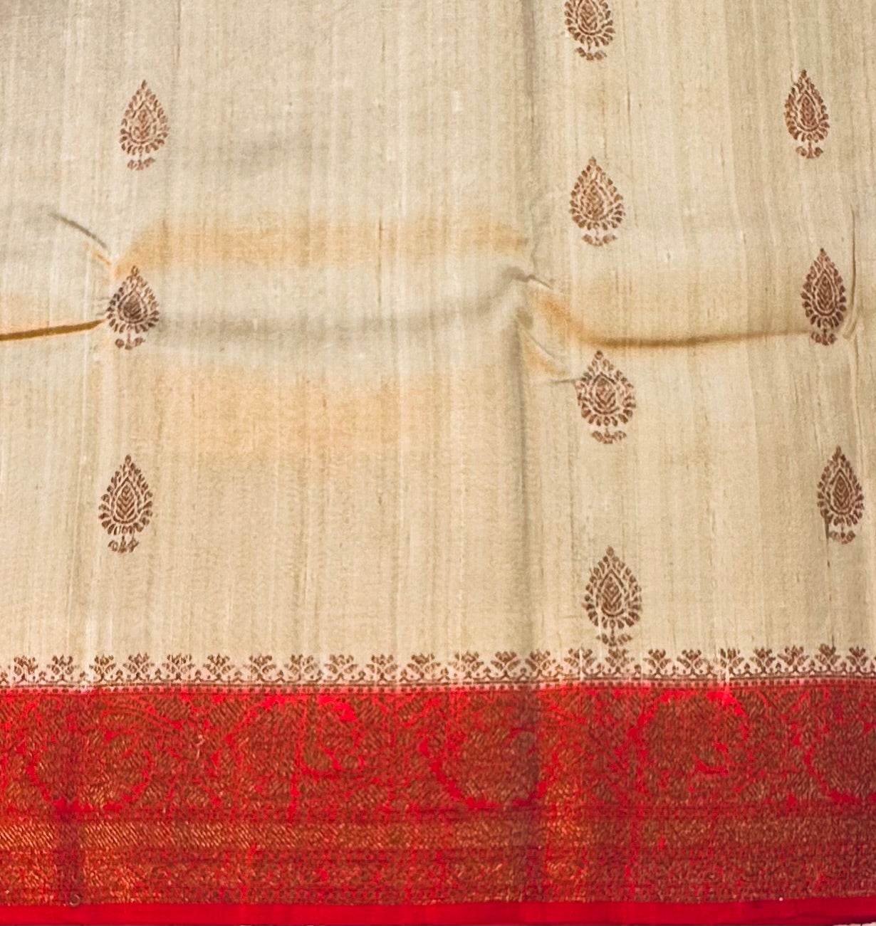 IVORY BANARAS  PURE RAW SILK SAREE