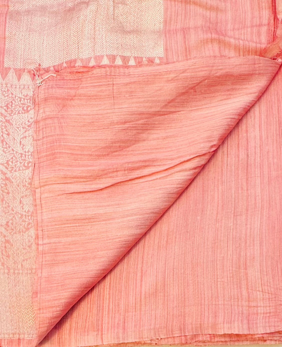 PEACH PURE BANARAS RAW SILK SAREE