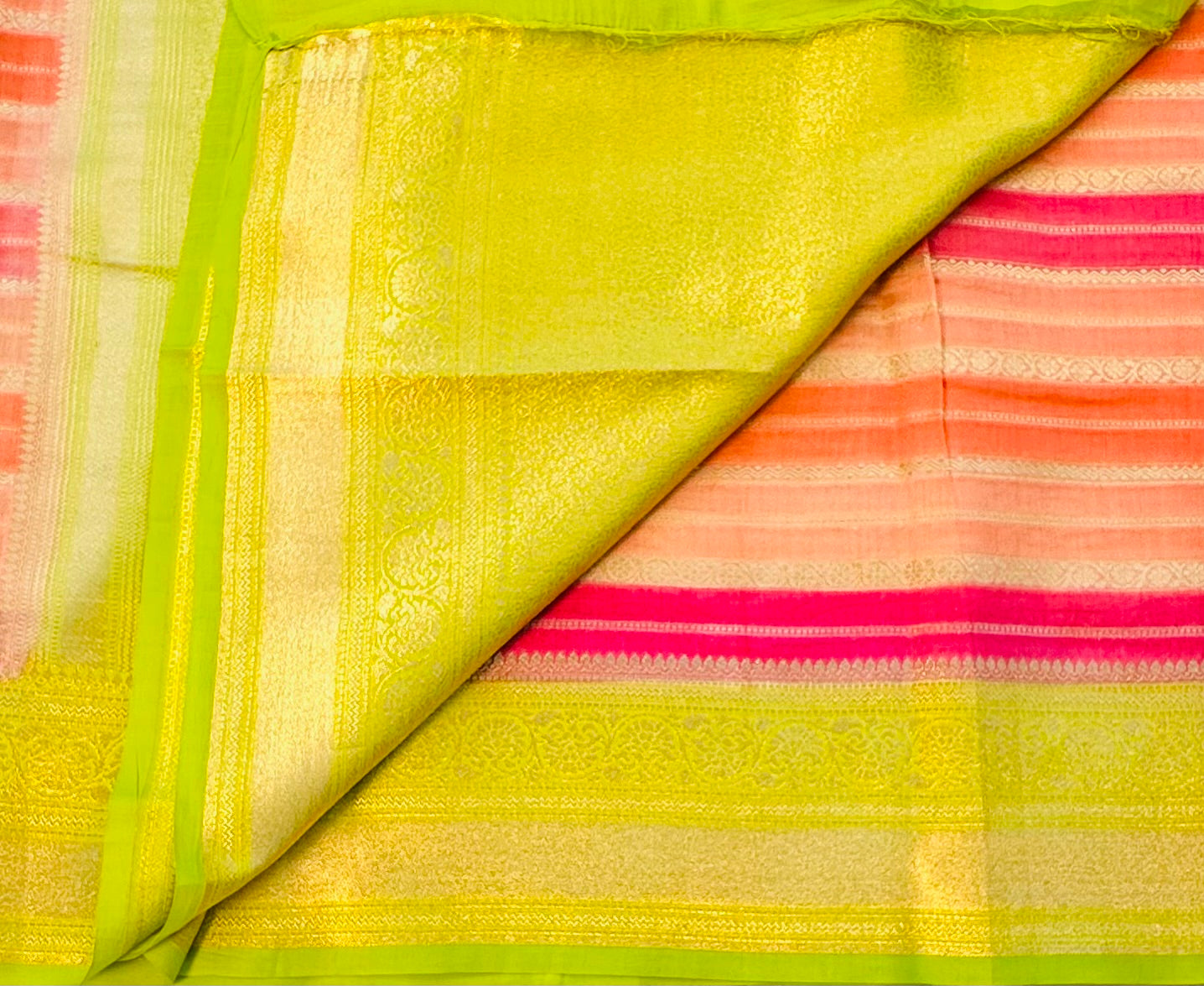PEACH PURE CHINIYA SILK SAREE