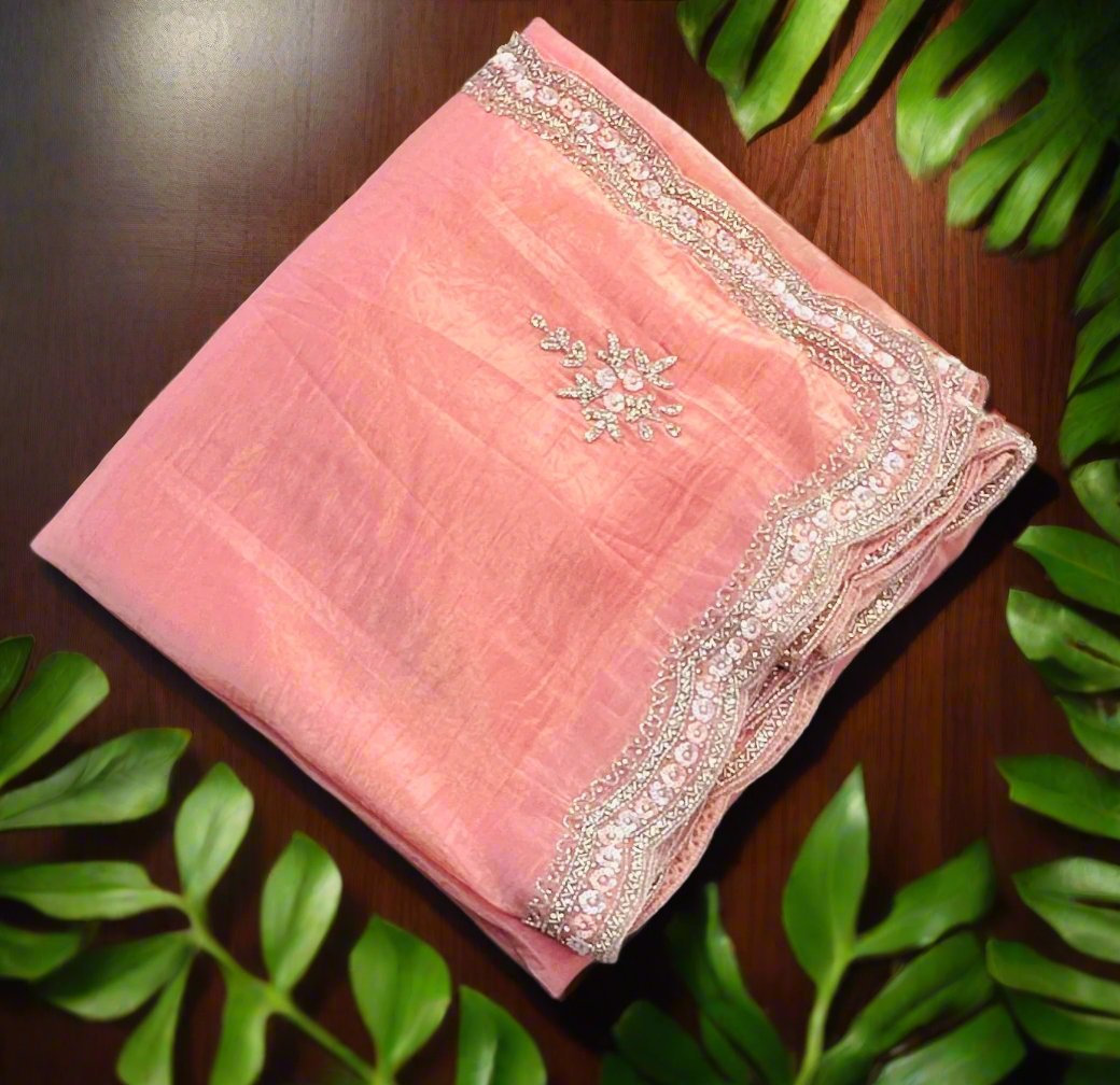 PEACH DESIGNER WORK SAREE