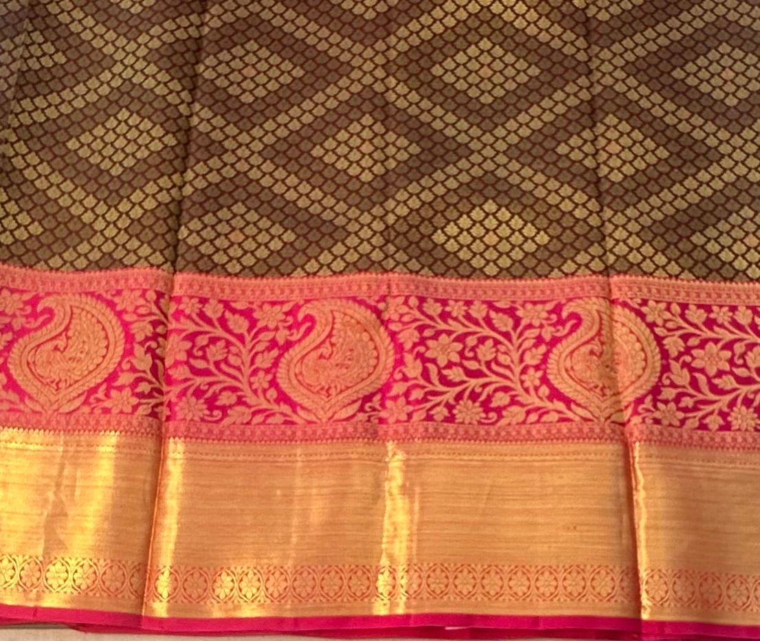BROWN PURE KANJIVARAM SILK SAREE PREMIUM