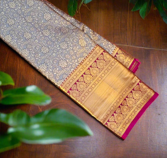 BROWN TISSUE KANJIVARAM SILK SAREE