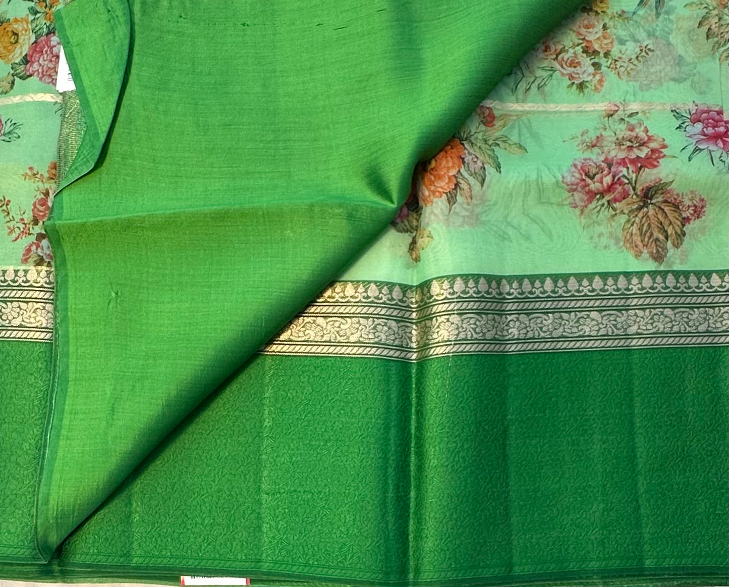 GREEN FLORAL PURE ORGANZA