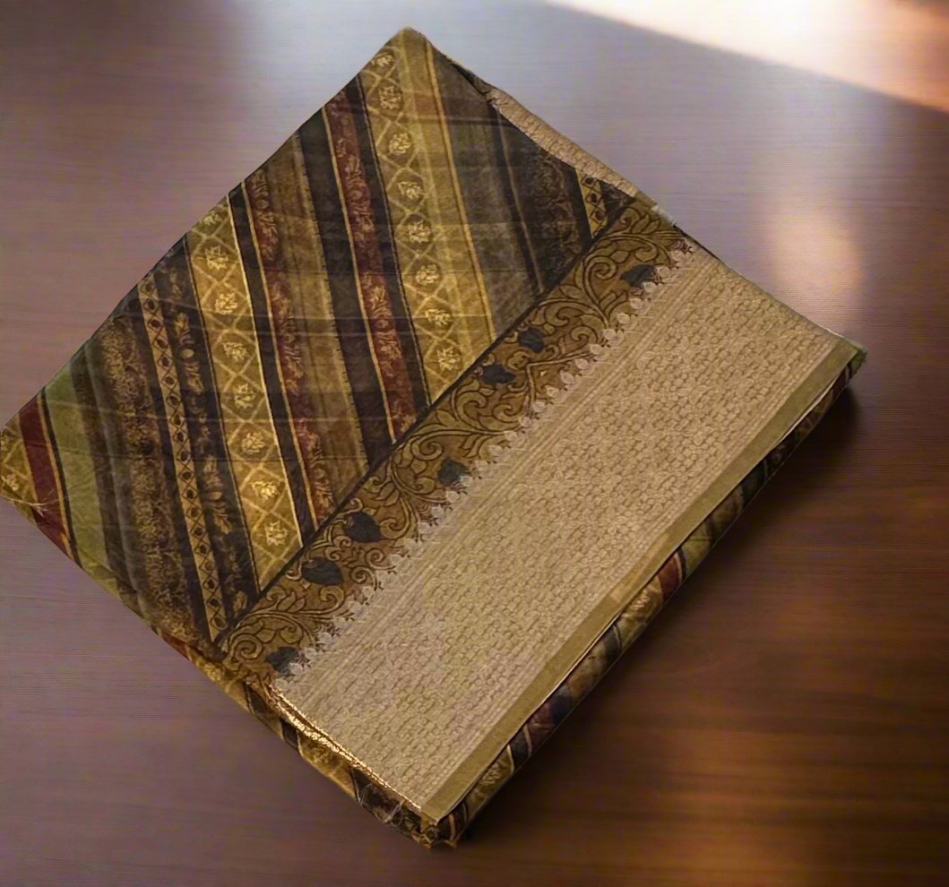 OLIVE GREEN  PURE DESIGER ORGANZA SAREE