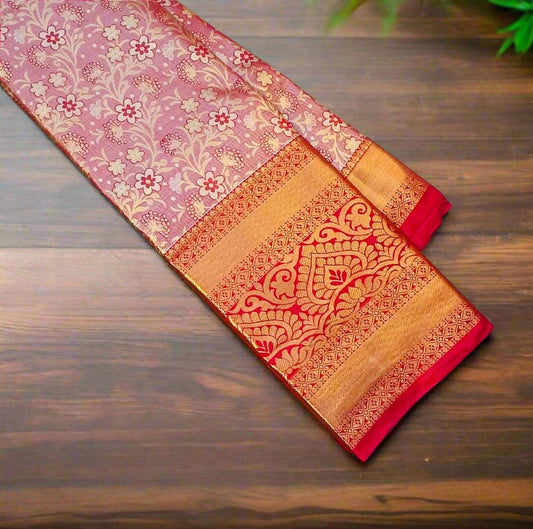 ONION PINK TISSUE KANJIVARAM SILK SAREE