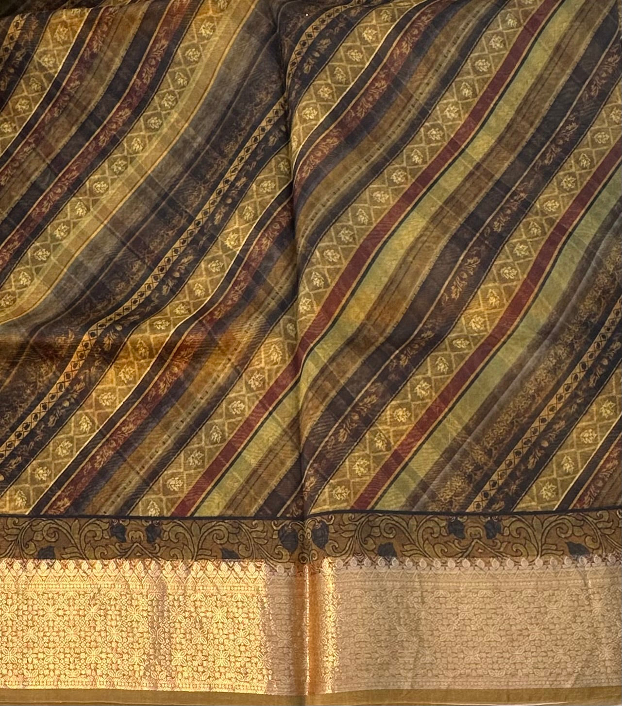 OLIVE GREEN  PURE DESIGER ORGANZA SAREE