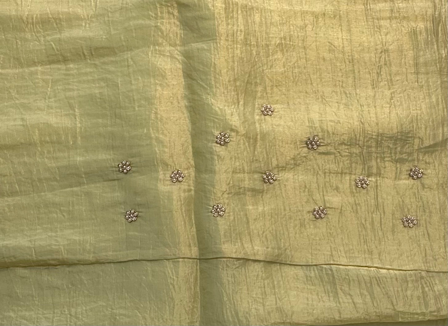 PISTA GREEN DESIGNER WORK SAREE