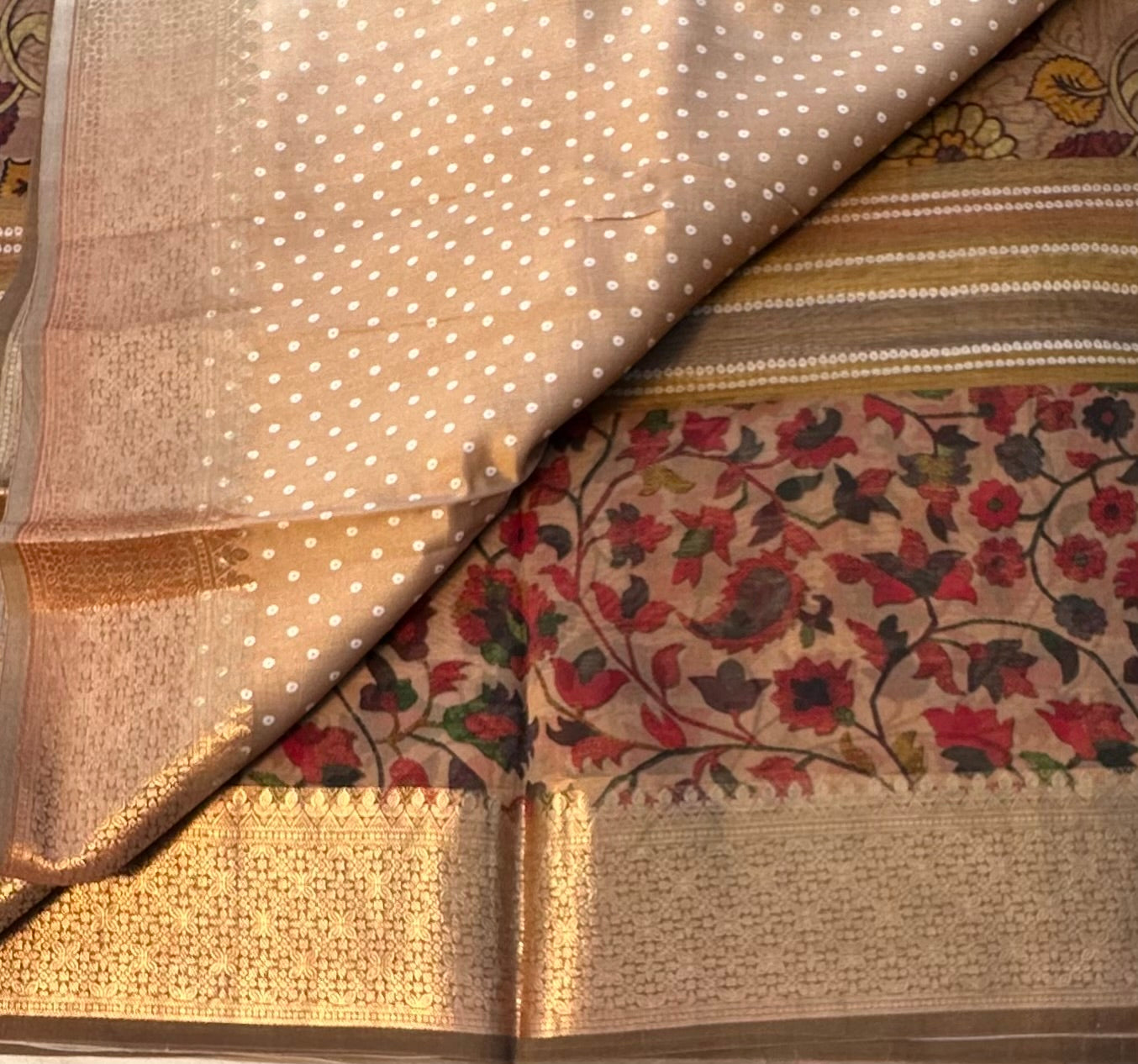 COPPER  FLORAL DESIGNER PURE ORGANZA SAREE