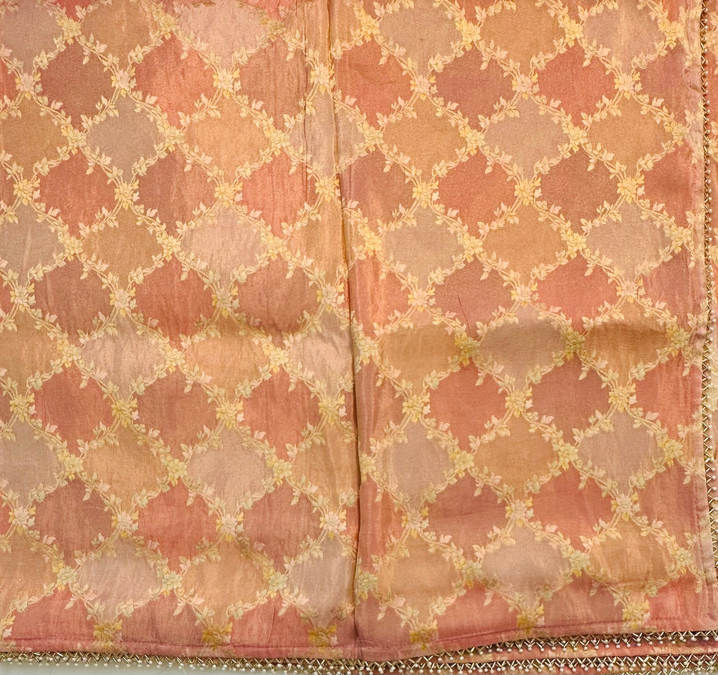 PEACH ND BROWN DESIGNER WORK SAREE