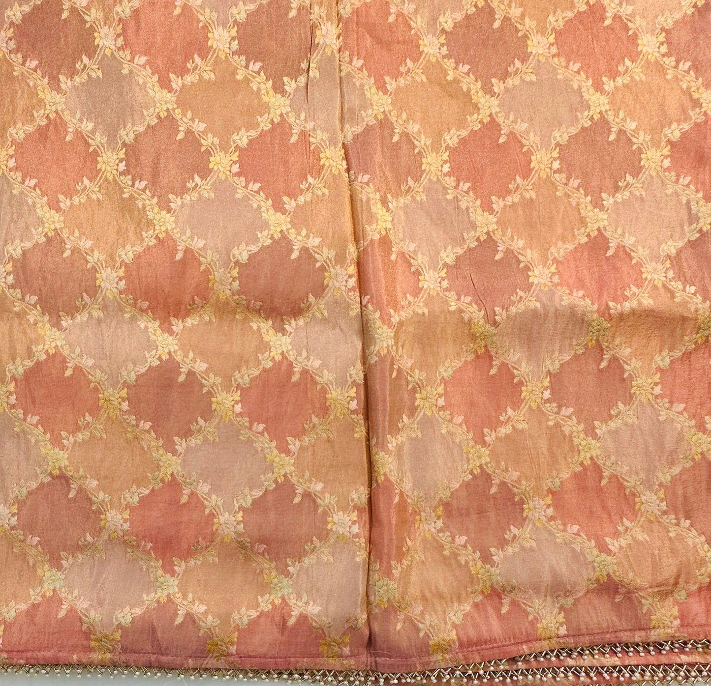 PEACH ND BROWN DESIGNER WORK SAREE