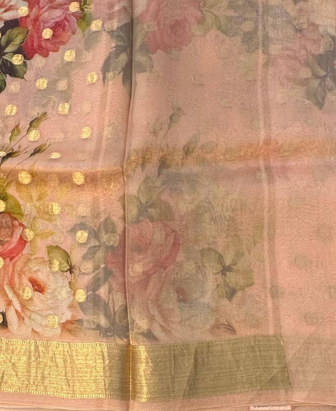PEACH PURE ORGANZA SAREE
