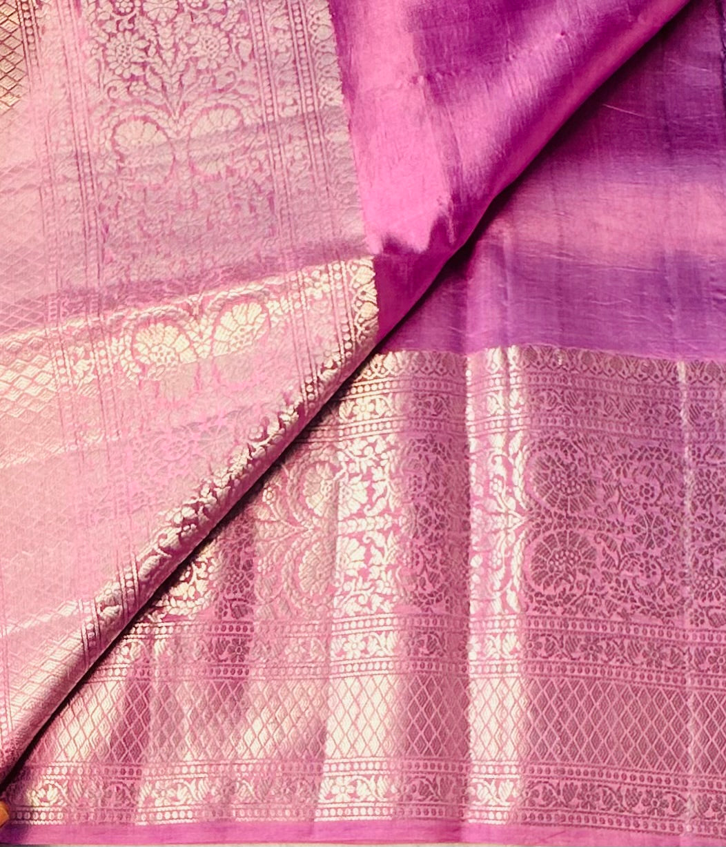 VIOLET ND LAVENDER BANARAS RAW MANGO SAREE