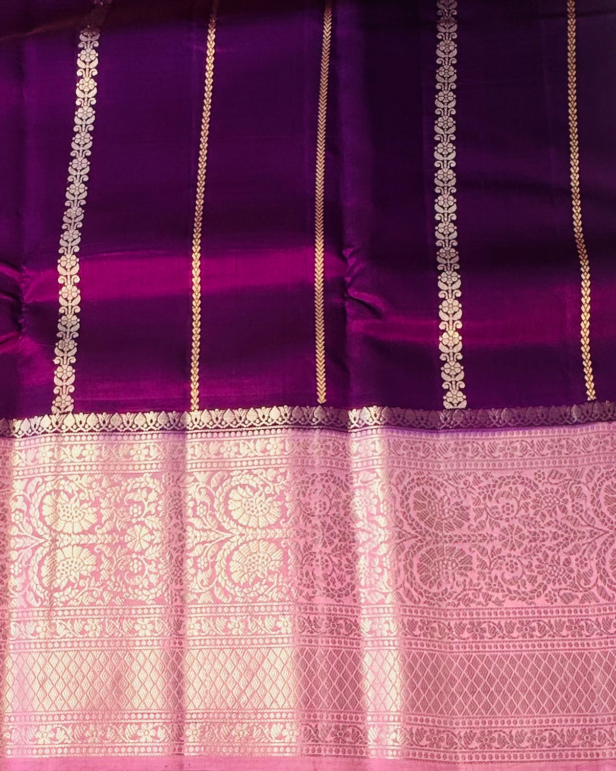 VIOLET ND LAVENDER BANARAS RAW MANGO SAREE